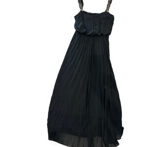 Bisou Bisou Michelle Bohbot Women's Flowy Long pleated Glam Dress Black Formal 8